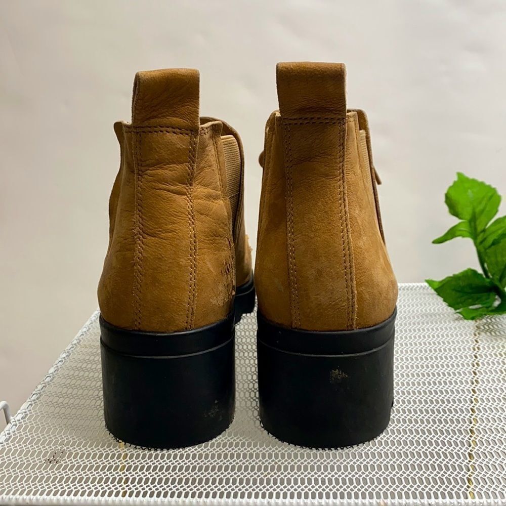 EILEEN FISHER Women Calm Tan Suede Shearling Platform lug Sole‎ Hiker Bootie 7.5 - Picture 3 of 13